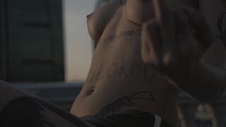 Naked Model and Moscow CITY