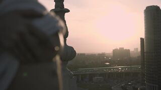 Naked Model and Moscow CITY