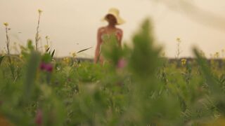 Topless Art Lady ❤️ Sun in the field 2