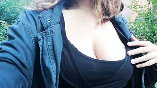 Flashing Boobs and Upskirt Outdoors